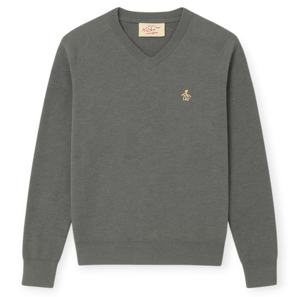ORIGINAL PENGUIN Munsingwear Men Gray Cotton V Neck Sweater Sz Medium Minimalist